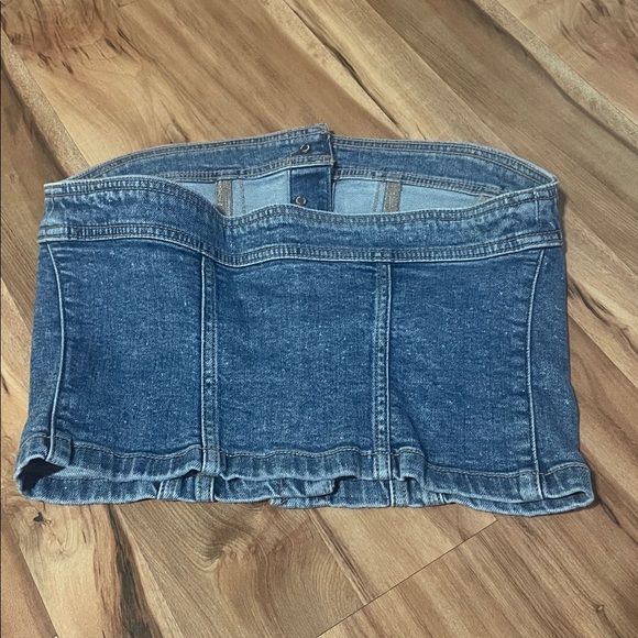 American Eagle Denim Button-Up Halter Top Sz Med - Picture 3 of 6